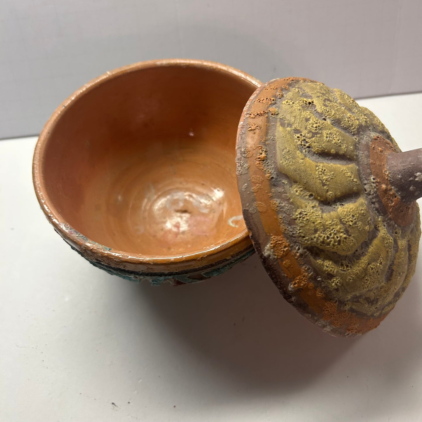 Mid Century Modern Italian Pottery with Lava Glaze