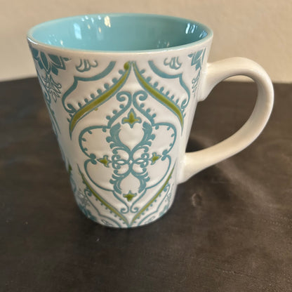 Mug Blue and White damask styled  8oz