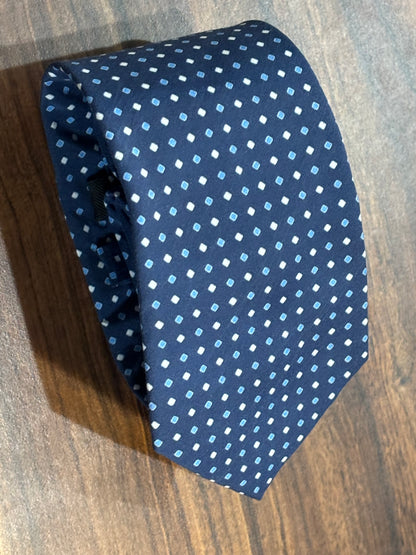 J.Hilburn Blue w/ Polka Dots Tie 100% Silk 63”