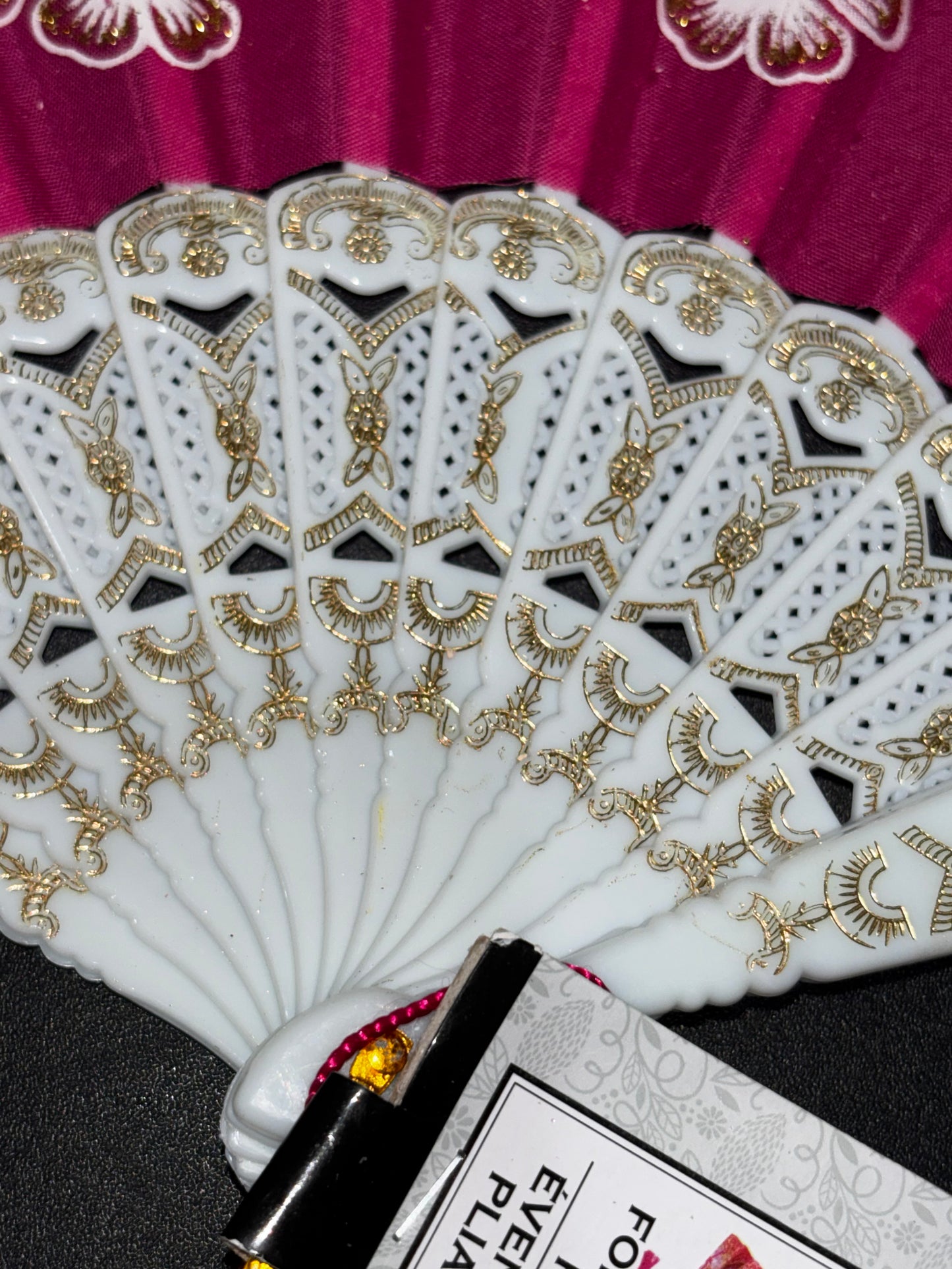 Pink White Floral Design Women’s Hand Fan