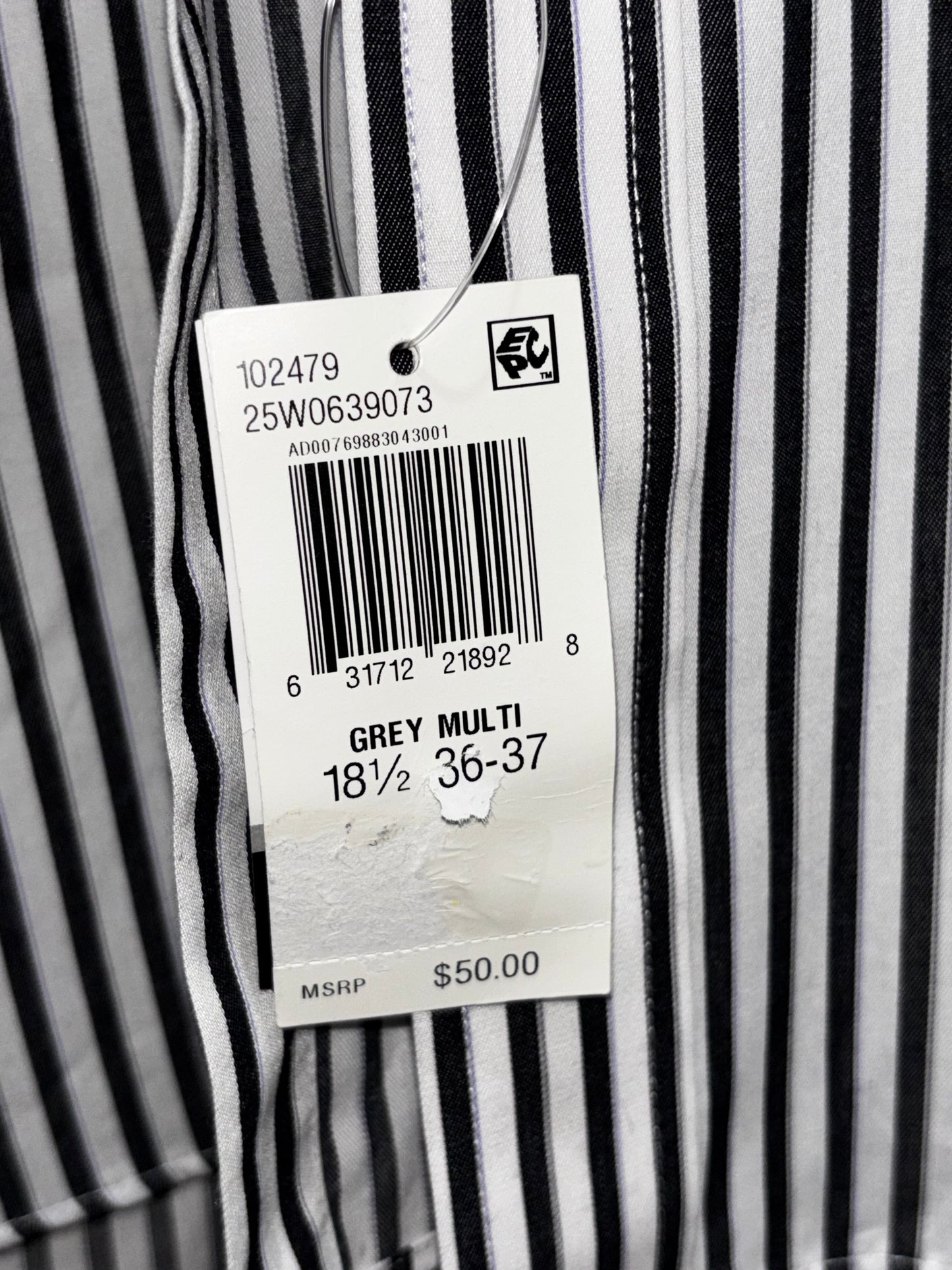 Chaps Black White Striped Button Down Long Sleeve Shirt Men size 18.5 36-37