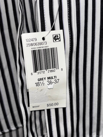 Chaps Black White Striped Button Down Long Sleeve Shirt Men size 18.5 36-37