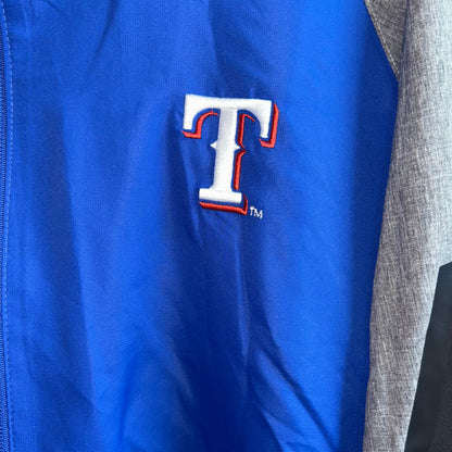 Texas Rangers, blue and gray windbreaker with logo men’s size large