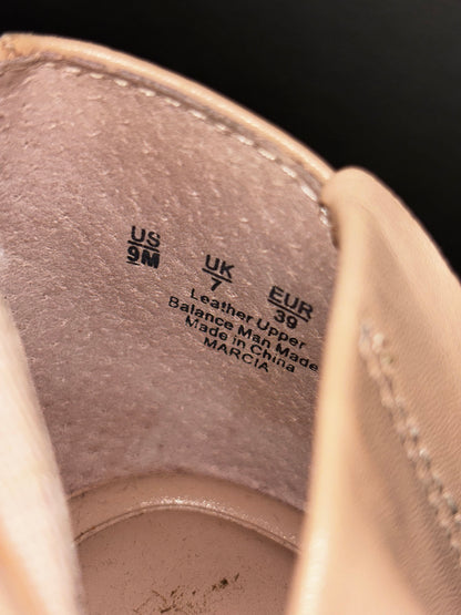 Preston York Beige Leather Wedge Espadrilles size 9