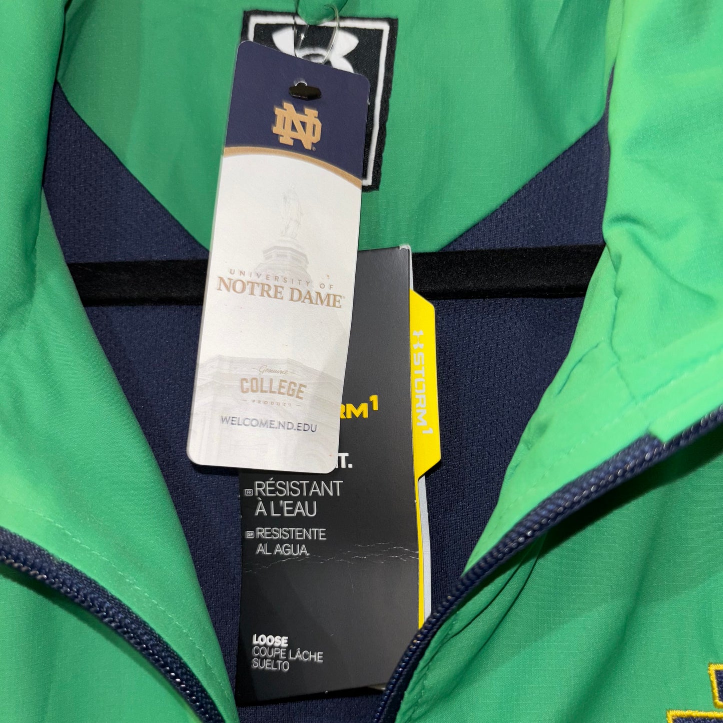 Notre Dame green jacket made by Under Armour new with tags size large