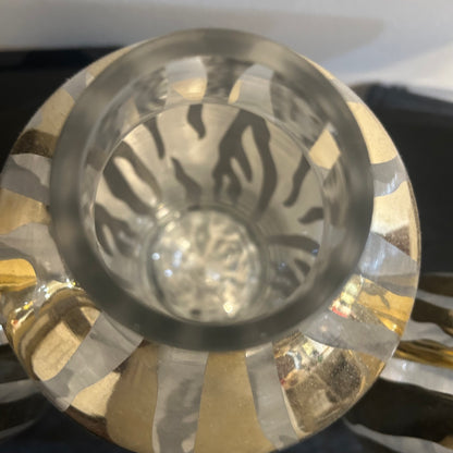 Clear glass and gold metallic zebra design vases set of 3