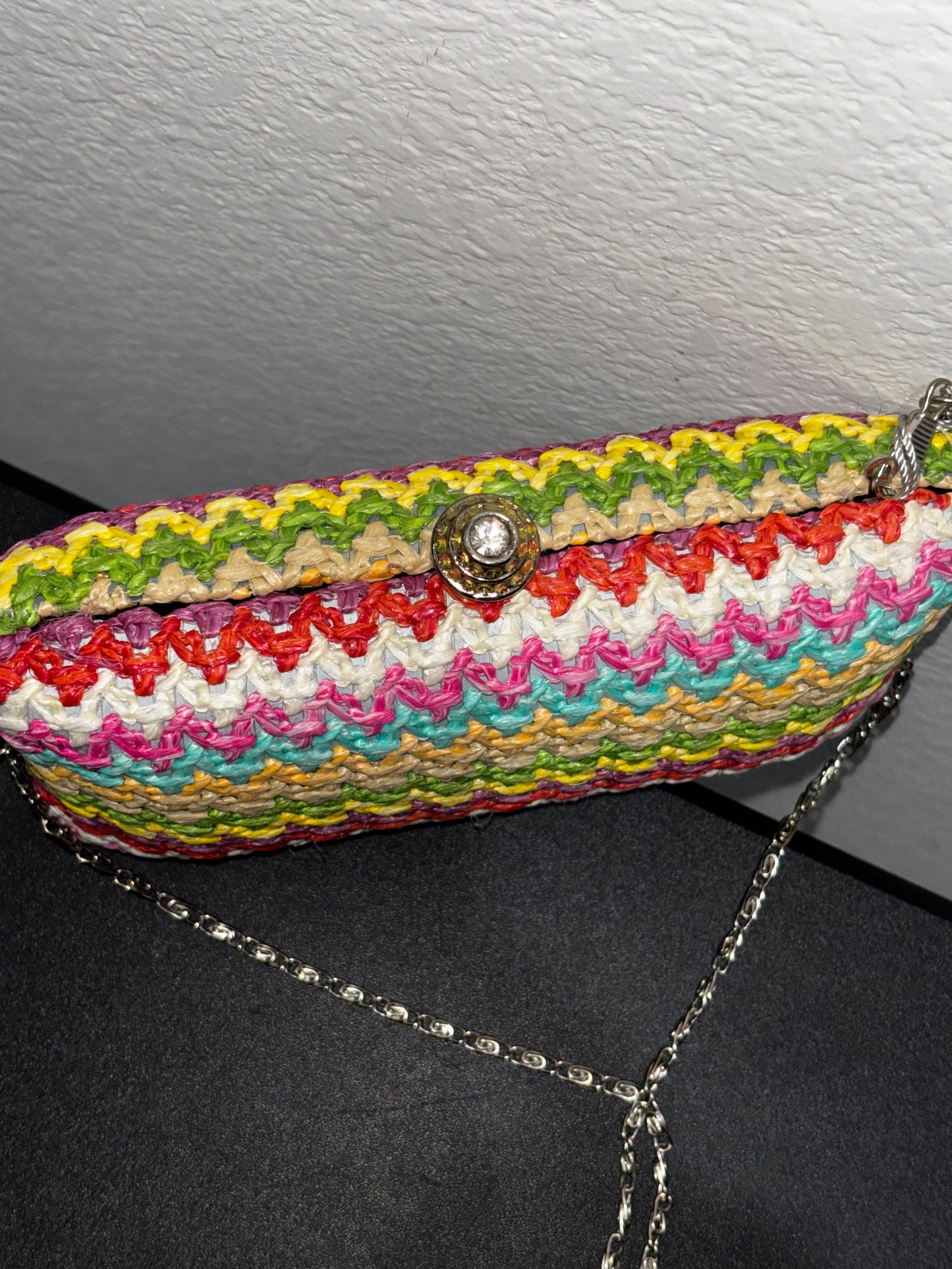 Miztique Multicolor Shoulder Handbag with Silver Chain Strap