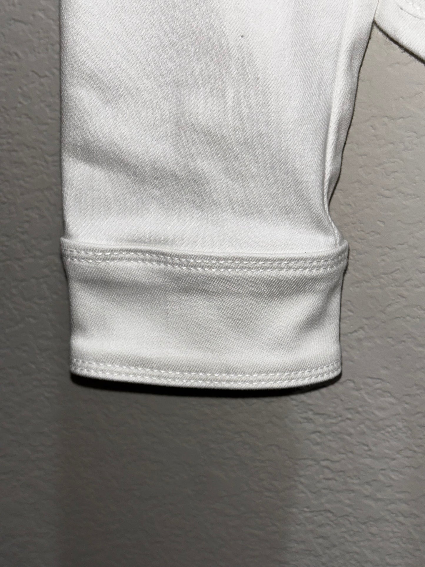 White House Black Market White Denim Ruffled Jacket Women’s size SM