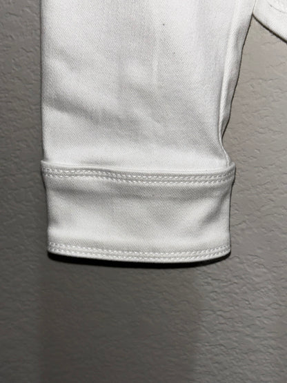 White House Black Market White Denim Ruffled Jacket Women’s size SM