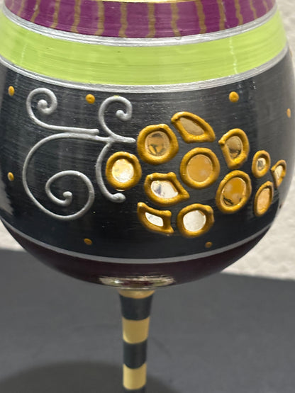 Wine Time Hand-painted Drinking glass