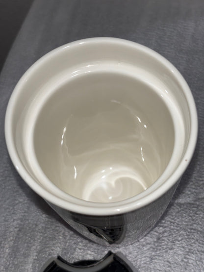 Pink and White Ceramic Cup with lid size 16oz