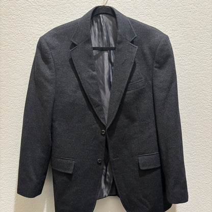 Luca Bertoni Dark Charcoal Gray/Black Wool Blazer Men’s