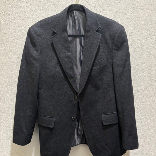 Luca Bertoni Dark Charcoal Gray/Black Wool Blazer Men’s