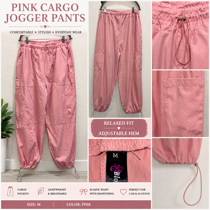 Pink Cargo Jogger Pants  size Medium