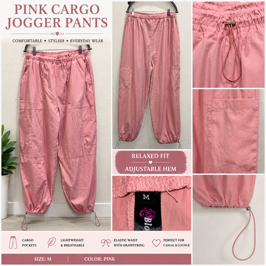 Pink Cargo Jogger Pants  size Medium