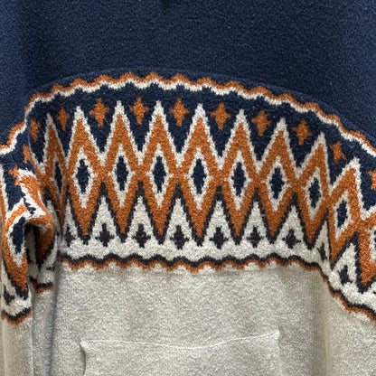 Old Navy, blue geometric pattern hoodie sweater men’s size large