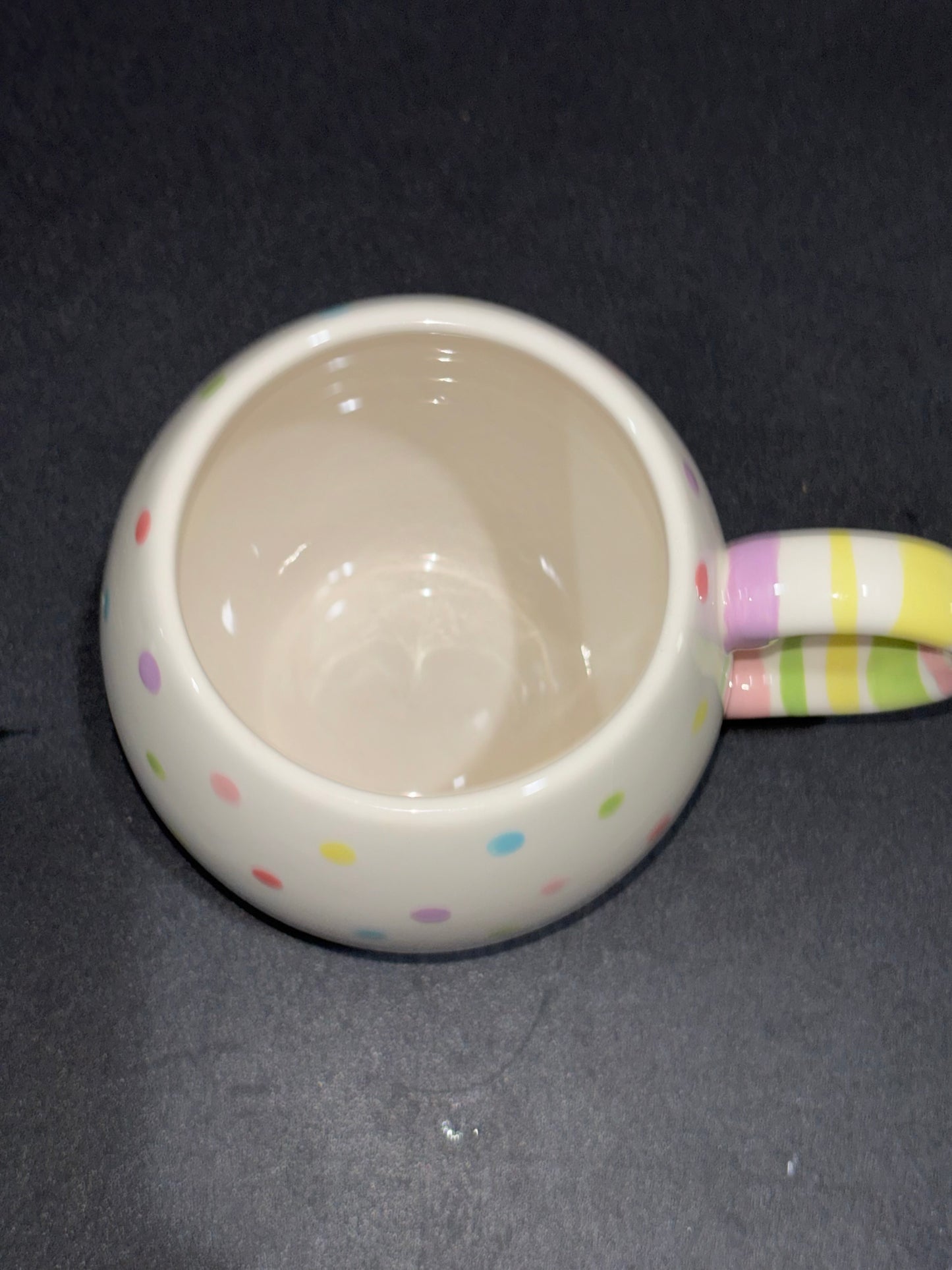 Polkadot with stripe handle pastel color mug ￼