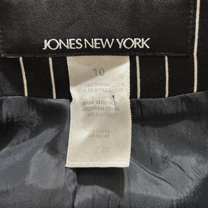 Jones NewYork Black White Striped Womens Blazer Size 10