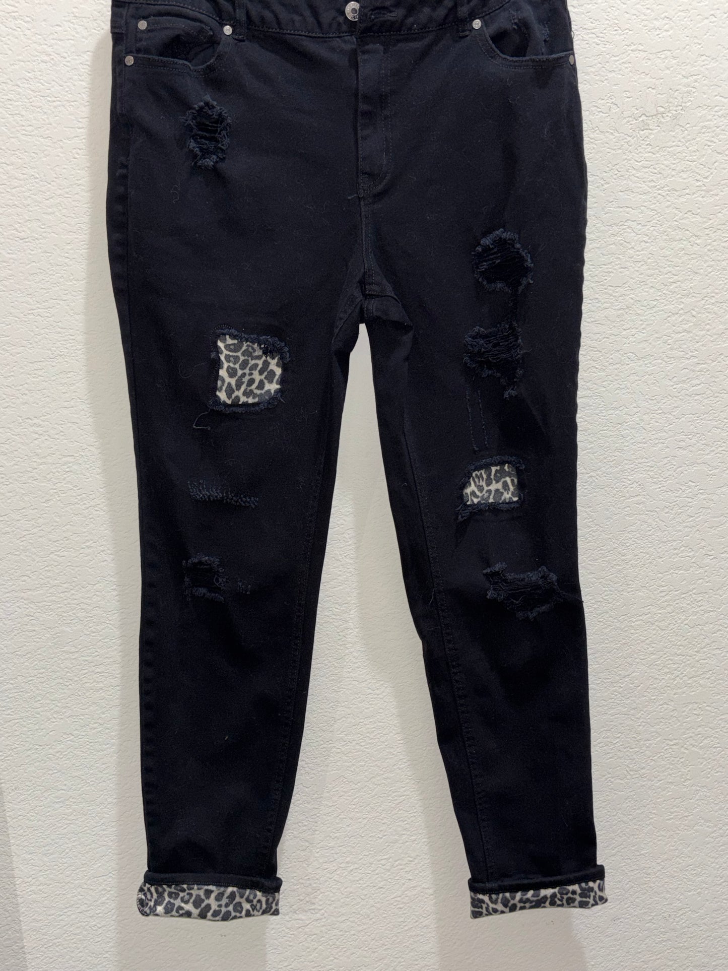 EST. 1946 Denim Black with Leopard Pattern Accent size 16