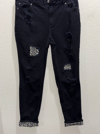 EST. 1946 Denim Black with Leopard Pattern Accent size 16