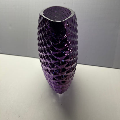 Purple Glass Vase w/ Diamond Design