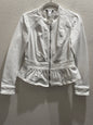 White House Black Market White Denim Ruffled Jacket Women’s size SM