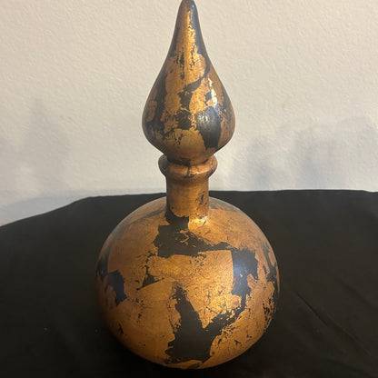 Gold and black vase, genie bottle style with lid