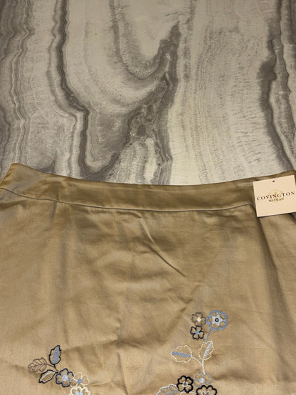 Covington Woman Tan Floral Embroidered Skirt size 16
