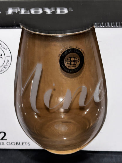 Fitz and Floyd Goblet Wine Glasses “Yours/Mine” set of 2