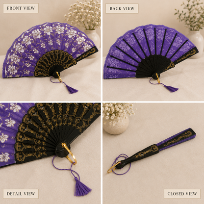 Purple Folding  Decorative Hand Fan