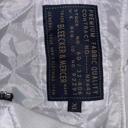 White bomber jacket, embroidered hip-hop characters men’s XL NWT