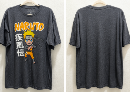 Anime Naruto Gray T-Shirt Size Large