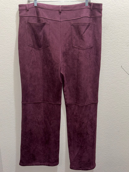 Maroon Faux Suede Wide Leg Pants Women’s Size 2X by Fashion Nova