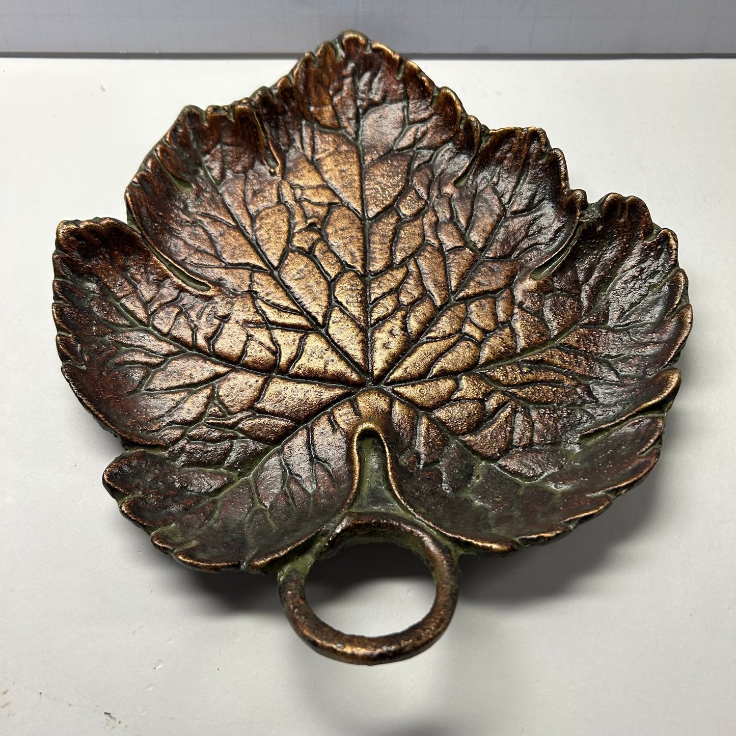 Brown Metal Leaf Trinket Dish