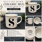 Pottery Barn, white ceramic mug with letter “S”