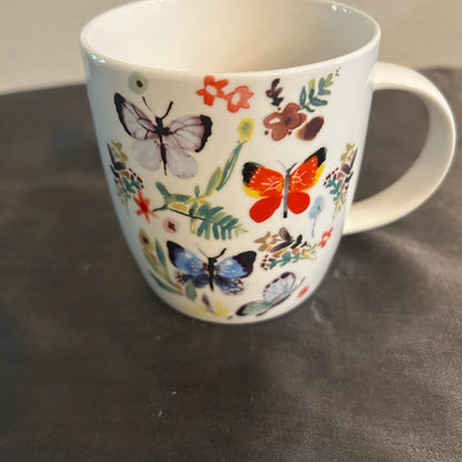 Mug Coffee Tea White with Butterfly Design “Hello Sunshine”