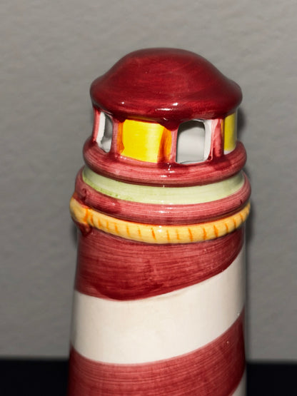 Ceramic Lighthouse Tee Light Holder 9.5 inches tall