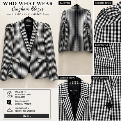 Black and White Gingham Blazer by Who What Wear