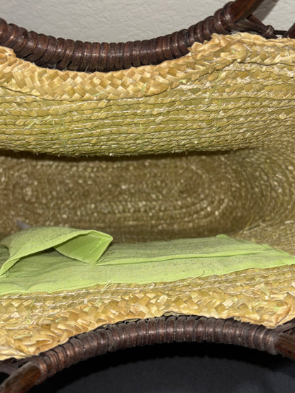 Brown Handle Large Straw Tote