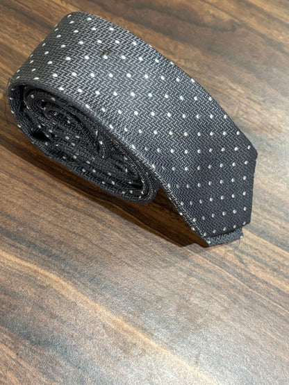 Express Gray Tie w/ White Dots 100% Silk 56”