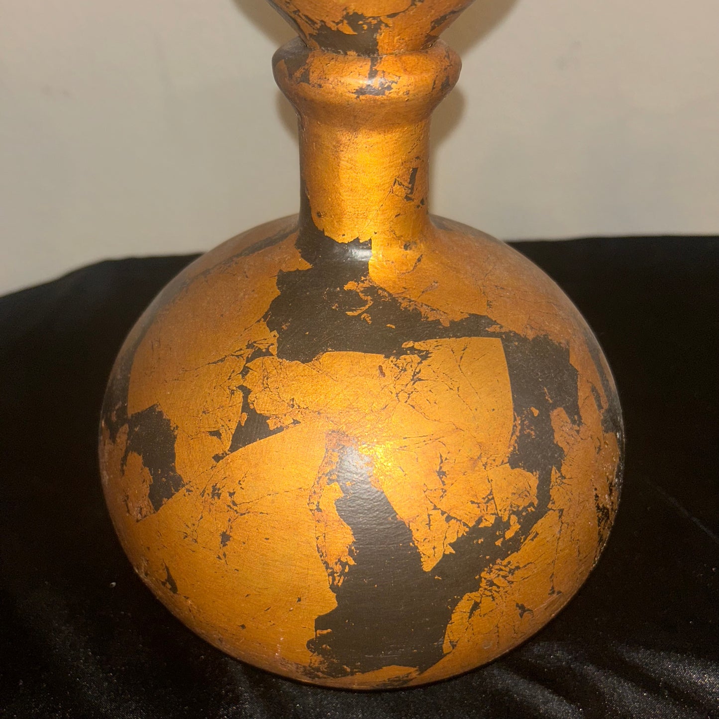 Gold and black vase, genie bottle style with lid