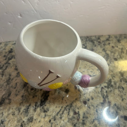 White Mug w/ Multi-Color Sewing Yarn and Needle Design 3D