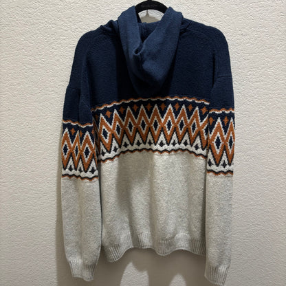 Old Navy, blue geometric pattern hoodie sweater men’s size large