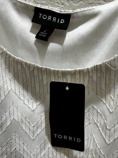 Torrid White Sleeveless Strap Dress with Pockets Chevron Design Women’s size 2 (18/20) NWT
