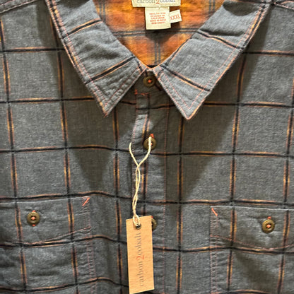 Carbon 2 cobalt, gray and rust plaid long sleeve button down shirt, men size 3XL NWT