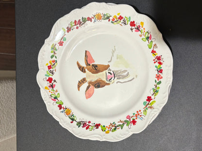 Farmhouse Farm Animal Dinner Plates set of 4 Plates  Rooster Cow Lamb Goat 8”