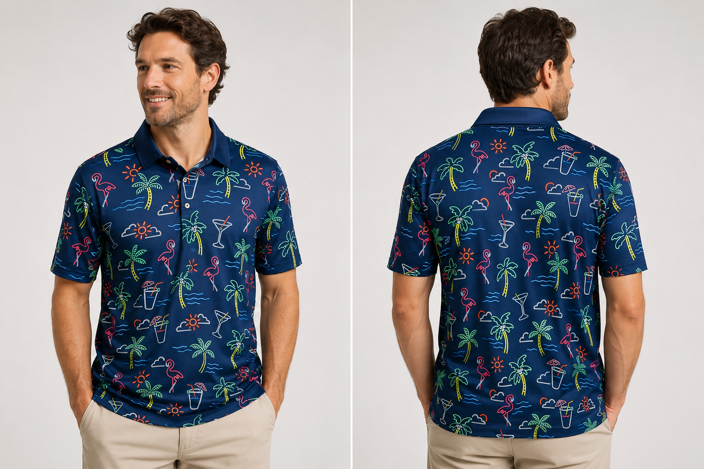 Chubbies Men’s Blue with Pink Flamingo and Martini Design size XXLarge