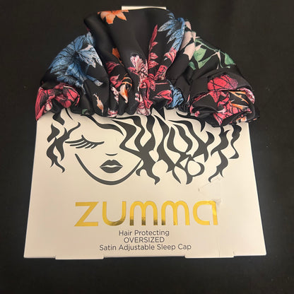 Zumma Satin Bonnet Black with Floral Design