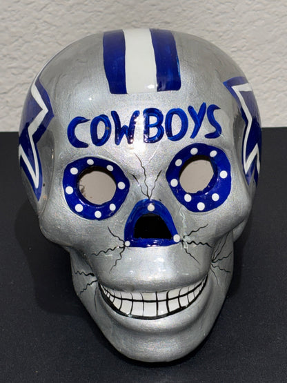 Dallas Cowboys hand painted ceramic skull head ￼