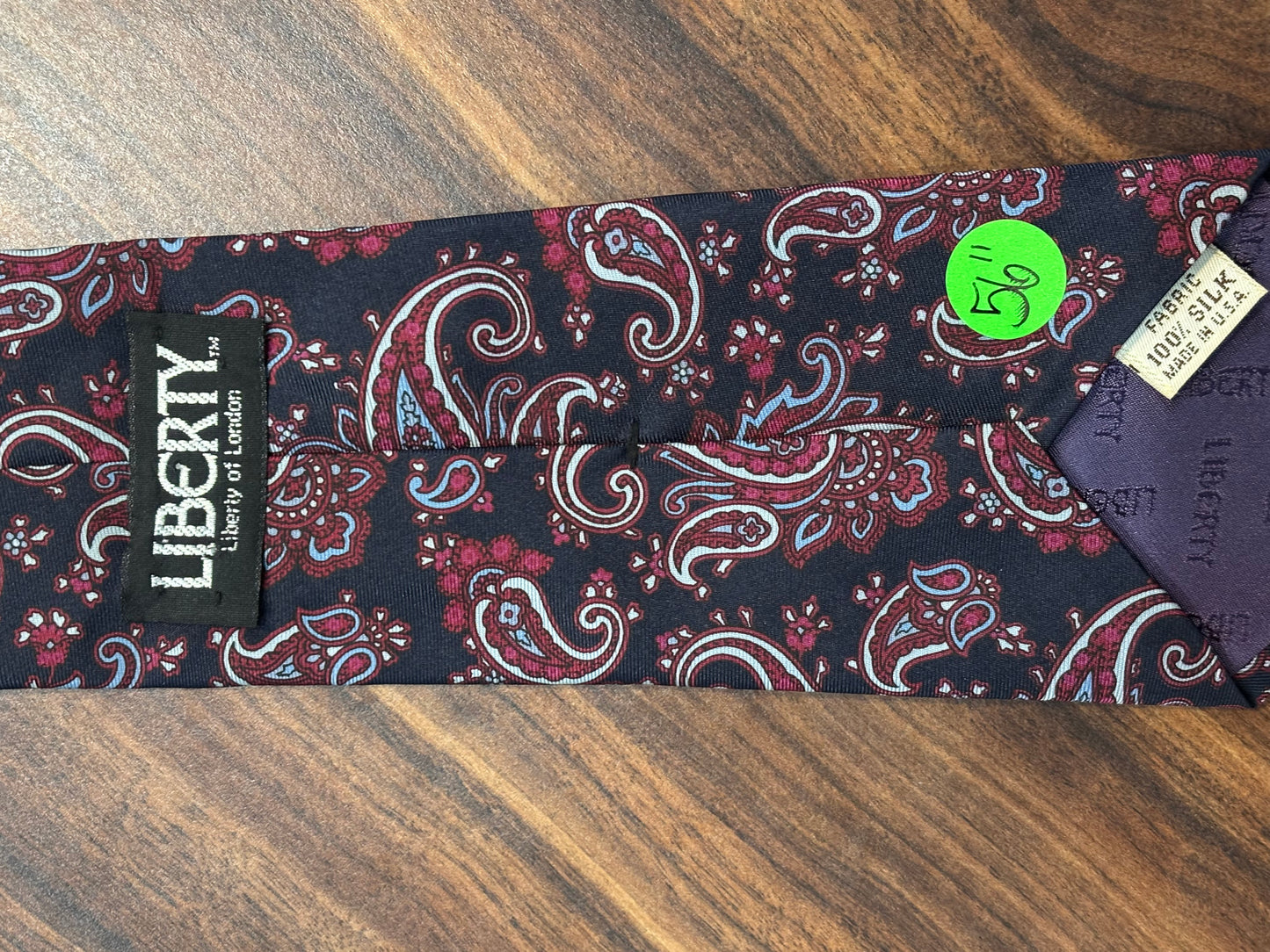 Liberty Black w/ Red & Blue Paisley Design Tie 100% Silk 56”